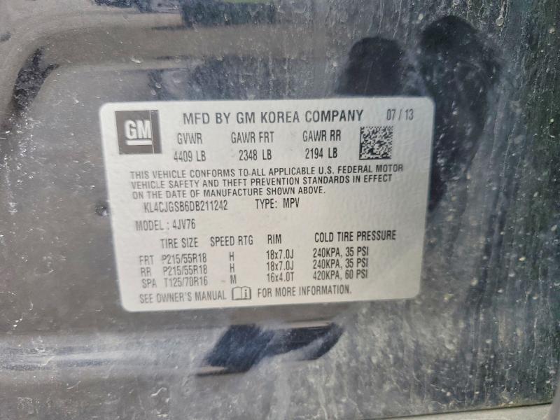 Продаж на аукціоні авто 2013 Buick Encore, vin: KL4CJGSB6DB211242, номер лоту: 51871786