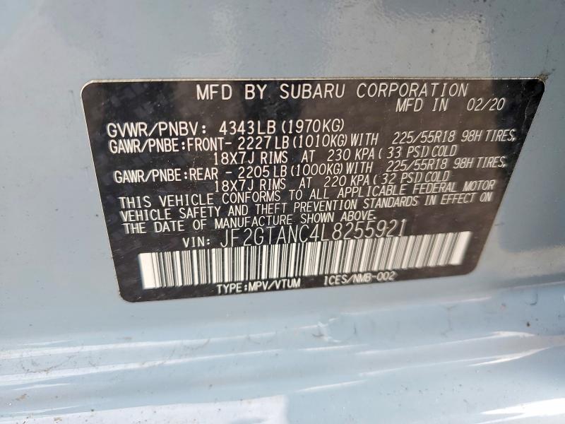 Aukcja sprzedaży 2020 Subaru Crosstrek, vin: JF2GTANC4L8255921, numer aukcji: 51250046