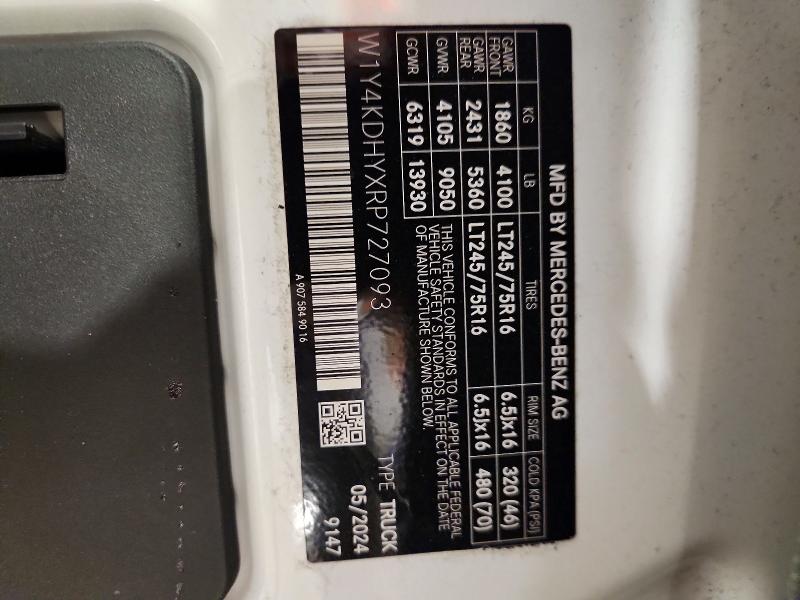 Продаж на аукціоні авто 2024 Mercedes-benz Sprinter, vin: W1Y4KDHYXRP727093, номер лоту: 51344676