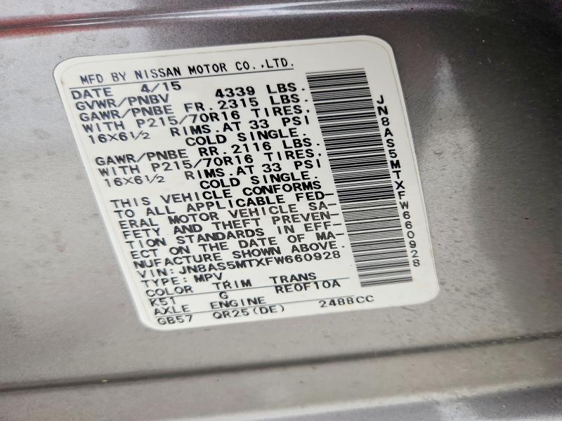 Продажа на аукционе авто 2015 Nissan Rogue Select, vin: JN8AS5MTXFW660928, номер лота: 51021226