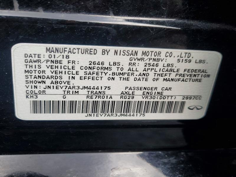 50615066 :رقم المزاد ، JN1EV7AR3JM444175 vin ، 2018 Infiniti Q50 مزاد بيع