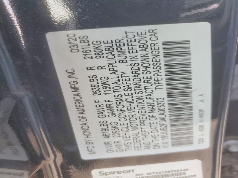 48684386 :رقم المزاد ، 19UUB2F34LA005372 vin ، 2020 Acura Tlx مزاد بيع
