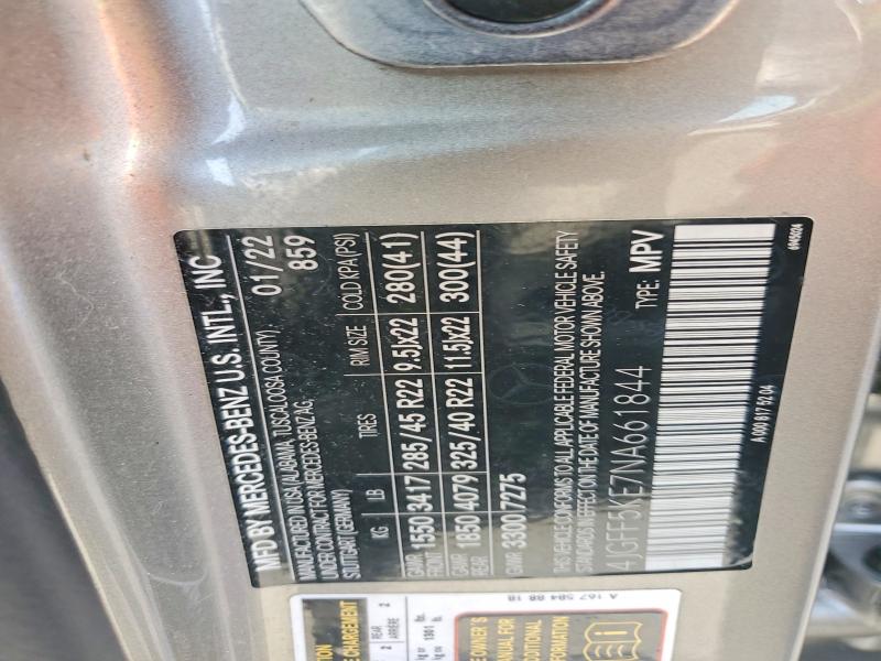 Aukcja sprzedaży 2022 Mercedes-benz Gls, vin: 4JGFF5KE7NA661844, numer aukcji: 50795546