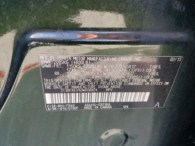 Aukcja sprzedaży 2013 Toyota Rav4, vin: 2T3BFREVXDW008804, numer aukcji: 48617106