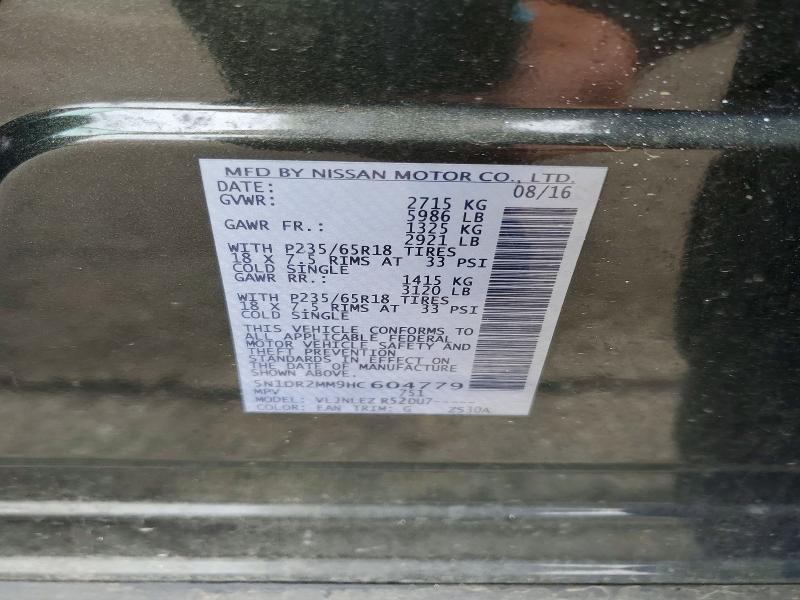 Продаж на аукціоні авто 2017 Nissan Pathfinder, vin: 5N1DR2MM9HC604779, номер лоту: 51375006