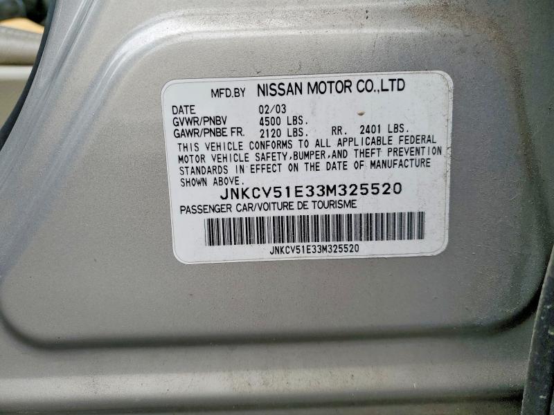 Aukcja sprzedaży 2003 Infiniti G35, vin: JNKCV51E33M325520, numer aukcji: 49409106