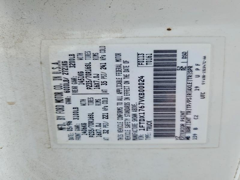 51151986 :رقم المزاد ، 1FTDX1767VKB00024 vin ، 1997 Ford F150 مزاد بيع
