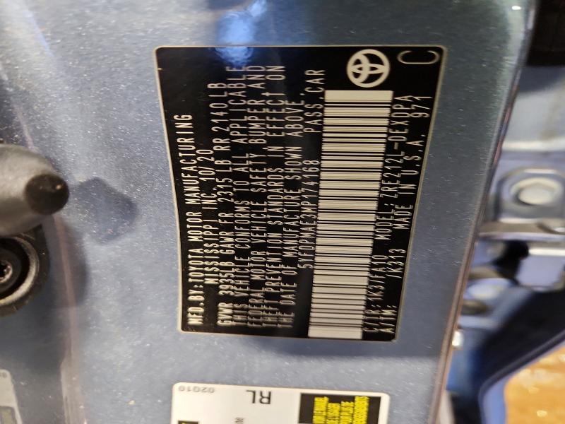 Aukcja sprzedaży 2021 Toyota Corolla, vin: 5YFDPMAE3MP174168, numer aukcji: 48880346