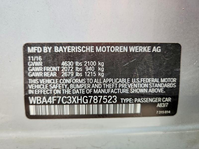 Aukcja sprzedaży 2017 Bmw 430i, vin: WBA4F7C3XHG787523, numer aukcji: 49717026