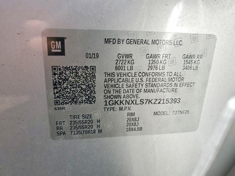 Продаж на аукціоні авто 2019 Gmc Acadia, vin: 1GKKNXLS7KZ215393, номер лоту: 49534946