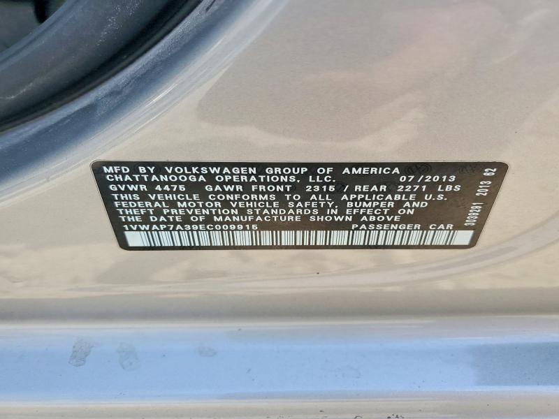 Aukcja sprzedaży 2014 Volkswagen Passat, vin: 1VWAP7A39EC009915, numer aukcji: 50385146