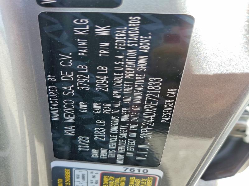 Aukcja sprzedaży 2024 Kia Forte, vin: 3KPF24ADXRE721833, numer aukcji: 50390496