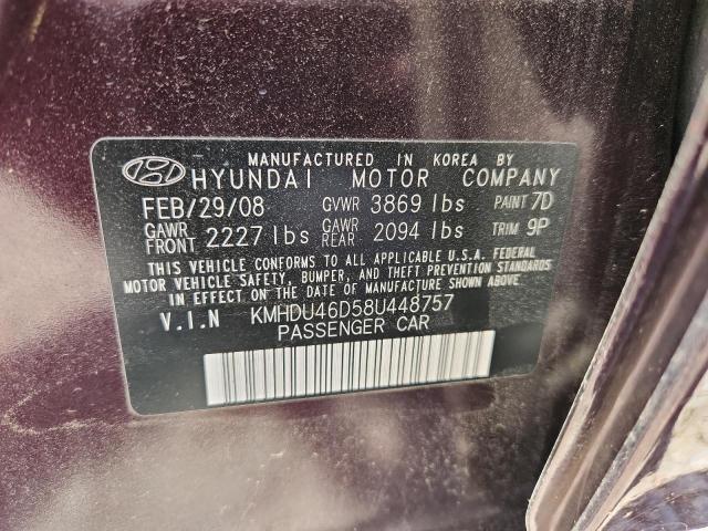 Aukcja sprzedaży 2008 Hyundai Elantra, vin: KMHDU46D58U448757, numer aukcji: 51325286