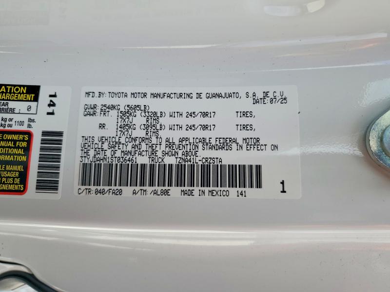 Aukcja sprzedaży 2025 Toyota Tacoma, vin: 3TYJDAHN1ST036461, numer aukcji: 50061736