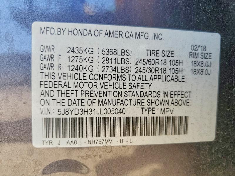 Продажа на аукционе авто 2018 Acura Mdx, vin: 5J8YD3H31JL005040, номер лота: 51140796