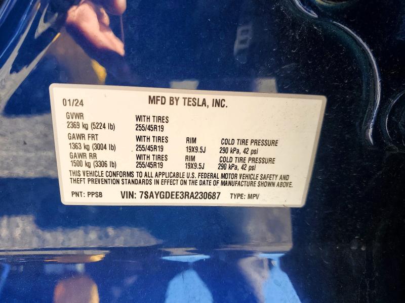 Продаж на аукціоні авто 2024 Tesla Model Y, vin: 7SAYGDEE3RA230687, номер лоту: 51483746