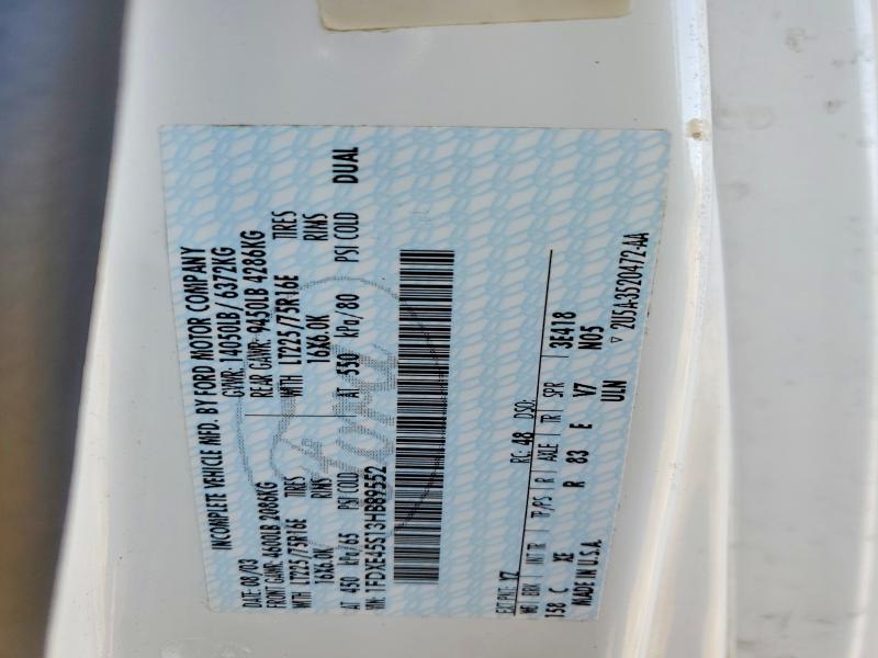 51190286 :رقم المزاد ، 1FDXE45S13HB89552 vin ، 2003 Ford E450 مزاد بيع