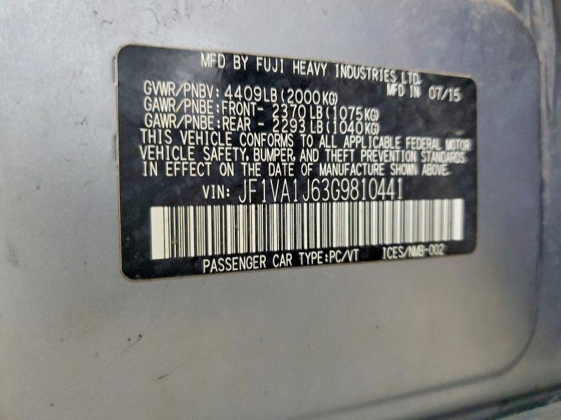 Aukcja sprzedaży 2016 Subaru Wrx, vin: JF1VA1J63G9810441, numer aukcji: 51436426