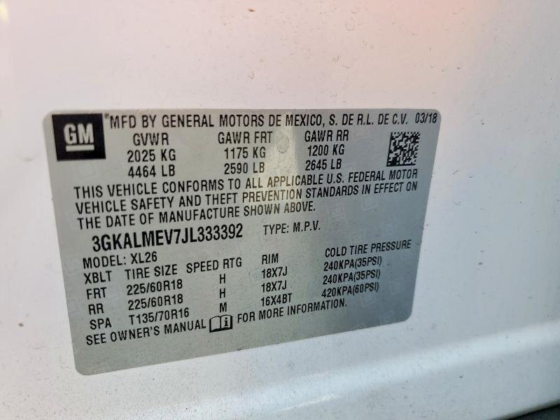 2018 Gmc Terrain მანქანა იყიდება აუქციონზე, vin: 3GKALMEV7JL333392, აუქციონის ნომერი: 49762996