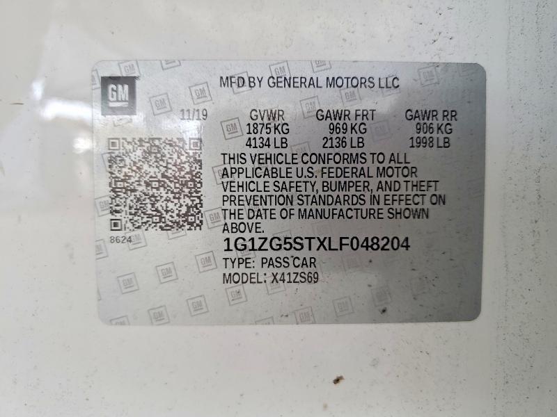 52008106 :رقم المزاد ، 1G1ZG5STXLF048204 vin ، 2020 Chevrolet Malibu مزاد بيع