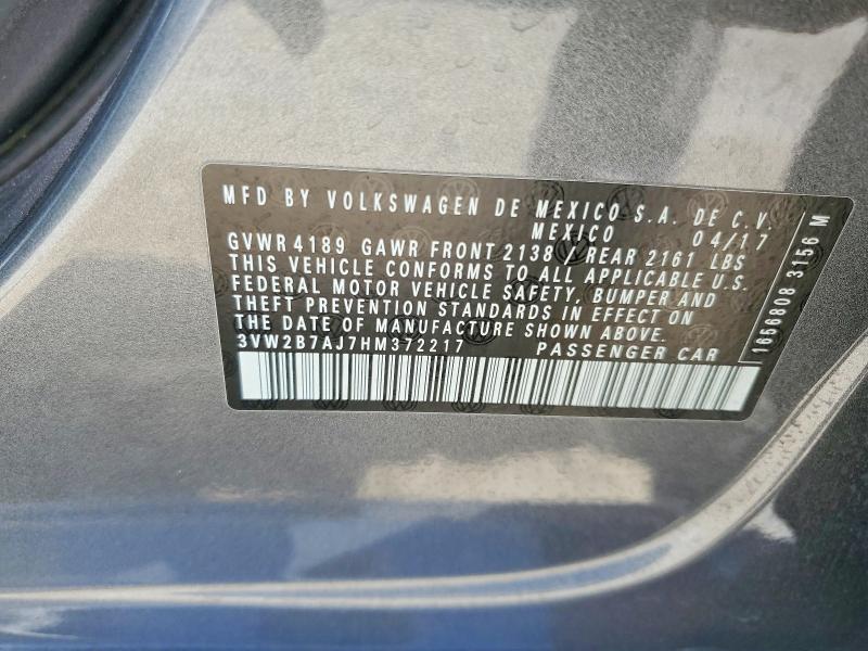 50056566 :رقم المزاد ، 3VW2B7AJ7HM372217 vin ، 2017 Volkswagen Jetta مزاد بيع