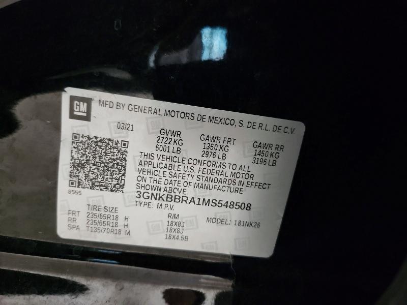 51081096 :رقم المزاد ، 3GNKBBRA1MS548508 vin ، 2021 Chevrolet Blazer مزاد بيع