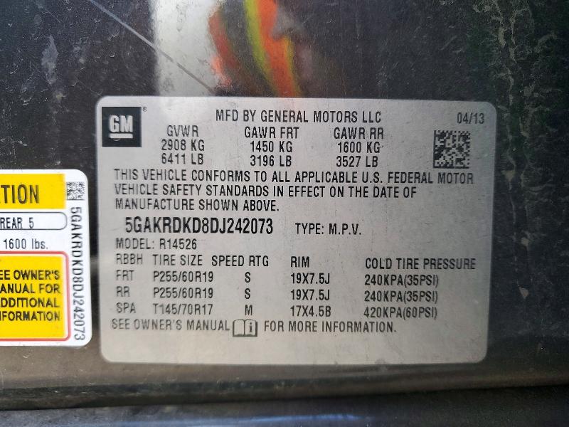 Auction sale of the 2013 Buick Enclave, vin: 5GAKRDKD8DJ242073, lot number: 48740426