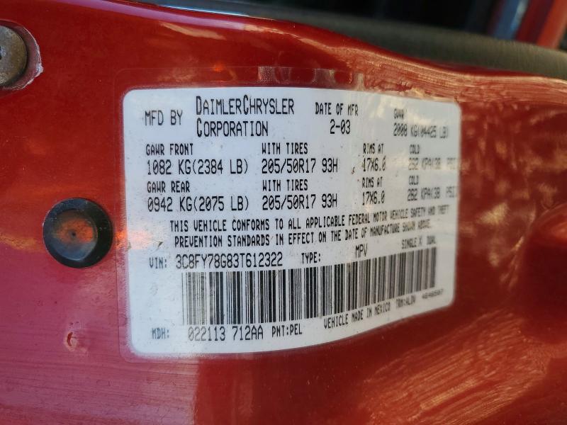 Aukcja sprzedaży 2003 Chrysler Pt Cruiser, vin: 3C8FY78G83T612322, numer aukcji: 48241496