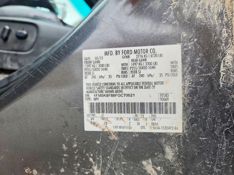 51414296 :رقم المزاد ، 1FM5K8F88FGC70021 vin ، 2015 Ford Explorer مزاد بيع
