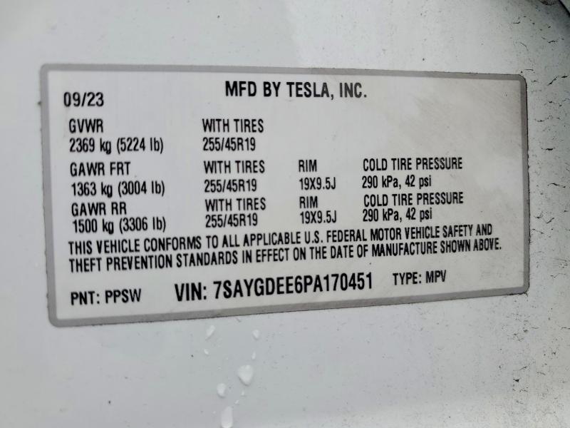 Aukcja sprzedaży 2023 Tesla Model Y, vin: 7SAYGDEE6PA170451, numer aukcji: 49064166