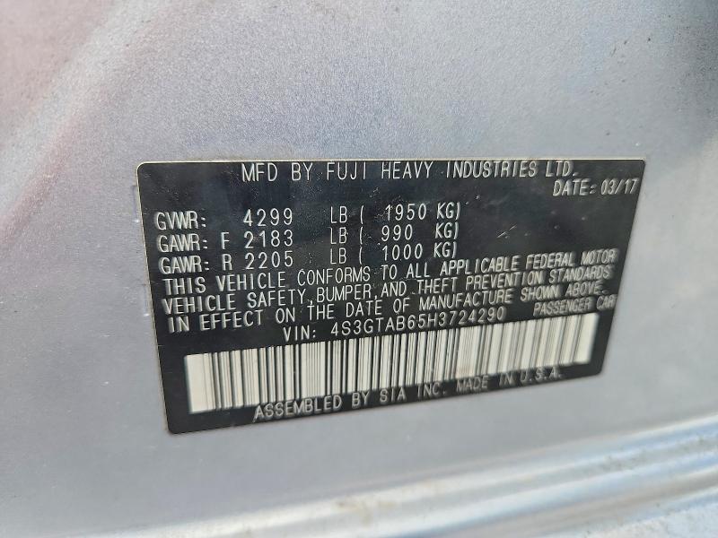 Aukcja sprzedaży 2017 Subaru Impreza, vin: 4S3GTAB65H3724290, numer aukcji: 51329546