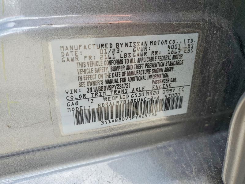 2023 Nissan Sentra მანქანა იყიდება აუქციონზე, vin: 3N1AB8DV9PY224731, აუქციონის ნომერი: 49559176