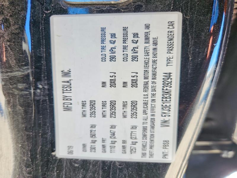Aukcja sprzedaży 2019 Tesla Model 3, vin: 5YJ3E1EB3KF392944, numer aukcji: 49902076