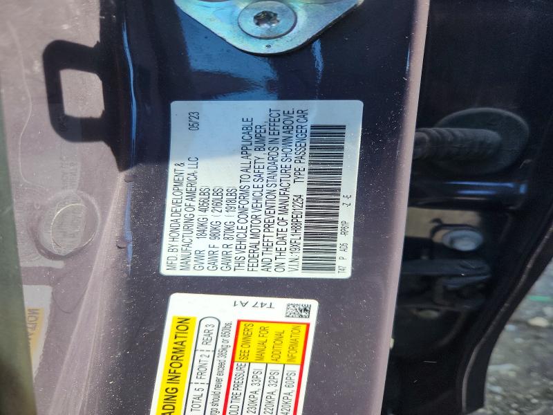 51545016 :رقم المزاد ، 19XFL1H88PE012254 vin ، 2023 Honda Civic مزاد بيع