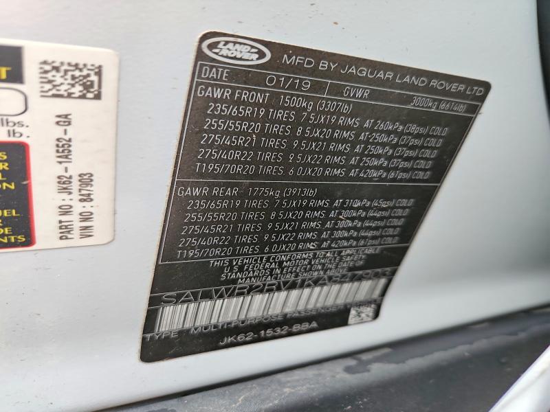 Продаж на аукціоні авто 2019 Land Rover Range Rover Sport, vin: SALWR2RV1KA847903, номер лоту: 48182406