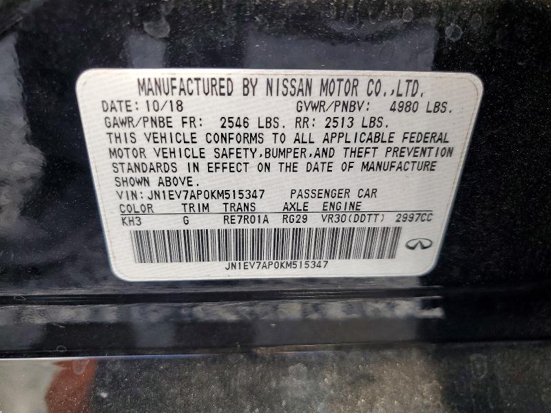 48496896 :رقم المزاد ، JN1EV7AP0KM515347 vin ، 2019 Infiniti Q50 مزاد بيع