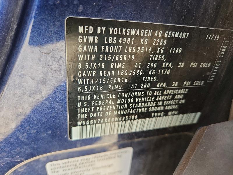 Продажа на аукционе авто 2011 Volkswagen Tiguan, vin: WVGBV7AX8BW525186, номер лота: 48430636
