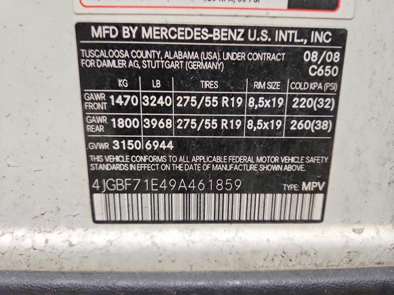 Auction sale of the 2009 Mercedes-benz Gl, vin: 4JGBF71E49A461859, lot number: 51468016