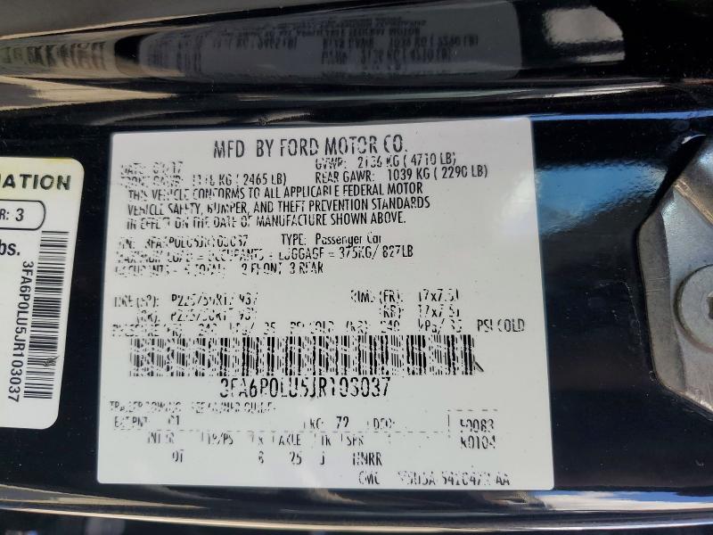Продажа на аукционе авто 2018 Ford Fusion, vin: 3FA6P0LU5JR103037, номер лота: 48410856