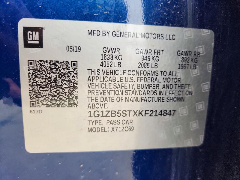 Aukcja sprzedaży 2019 Chevrolet Malibu, vin: 1G1ZB5STXKF214847, numer aukcji: 49628376