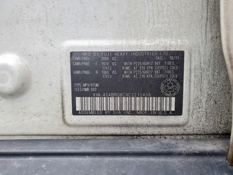 Aukcja sprzedaży 2012 Subaru Outback, vin: 4S4BRGBC9C3212408, numer aukcji: 50483746