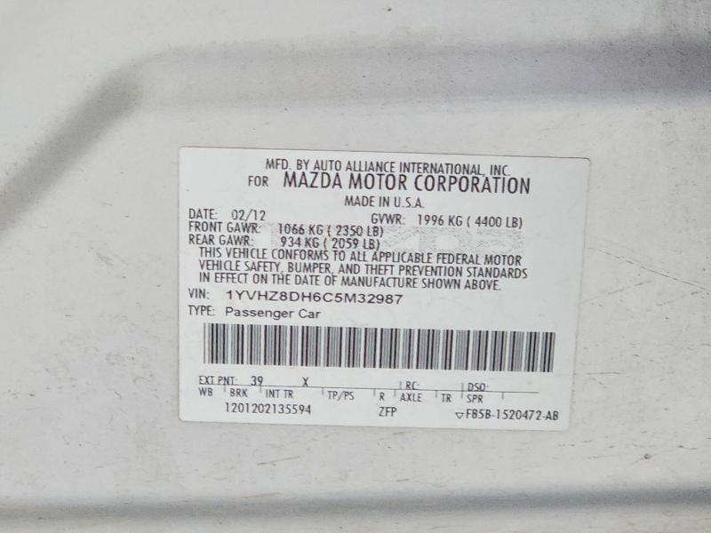 Aukcja sprzedaży 2012 Mazda 6, vin: 1YVHZ8DH6C5M32987, numer aukcji: 50061186