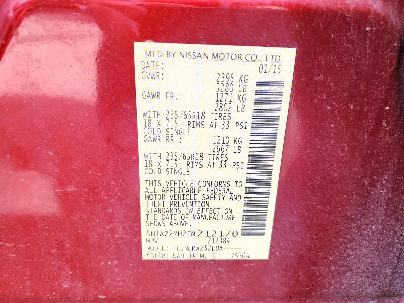 Aukcja sprzedaży 2015 Nissan Murano, vin: 5N1AZ2MH2FN212170, numer aukcji: 51105876