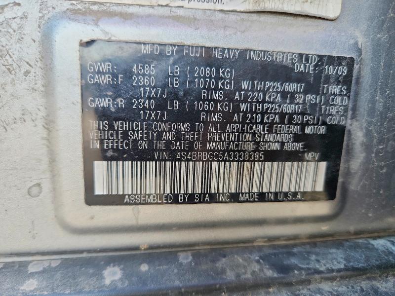 Продажа на аукционе авто 2010 Subaru Outback, vin: 4S4BRBGC5A3338385, номер лота: 49959906