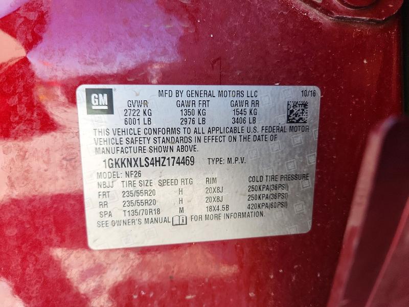 2017 Gmc Acadia მანქანა იყიდება აუქციონზე, vin: 1GKKNXLS4HZ174469, აუქციონის ნომერი: 50260766