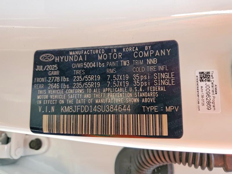 47584546 :رقم المزاد ، KM8JFDD14SU384644 vin ، 2025 Hyundai Tucson Hybrid مزاد بيع