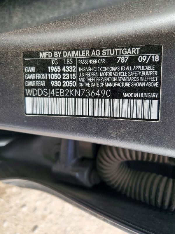 2019 Mercedes-benz Cla მანქანა იყიდება აუქციონზე, vin: WDDSJ4EB2KN736490, აუქციონის ნომერი: 49109026