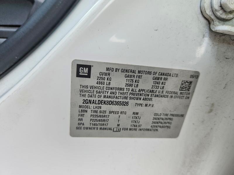 Aukcja sprzedaży 2013 Chevrolet Equinox, vin: 2GNALDEK8D6365026, numer aukcji: 48751516