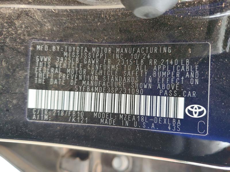 50290626 :رقم المزاد ، 5YFB4MDE3SP231090 vin ، 2025 Toyota Corolla مزاد بيع