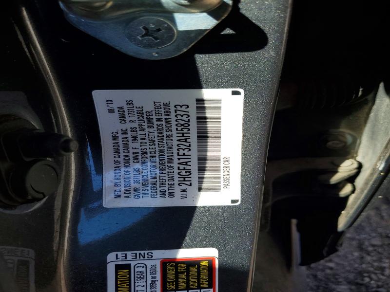 48780096 :رقم المزاد ، 2HGFA1F32AH582373 vin ، 2010 Honda Civic مزاد بيع
